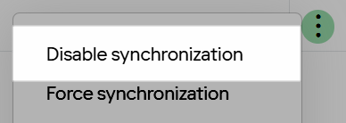 Disable synchronization option in the Actions menu